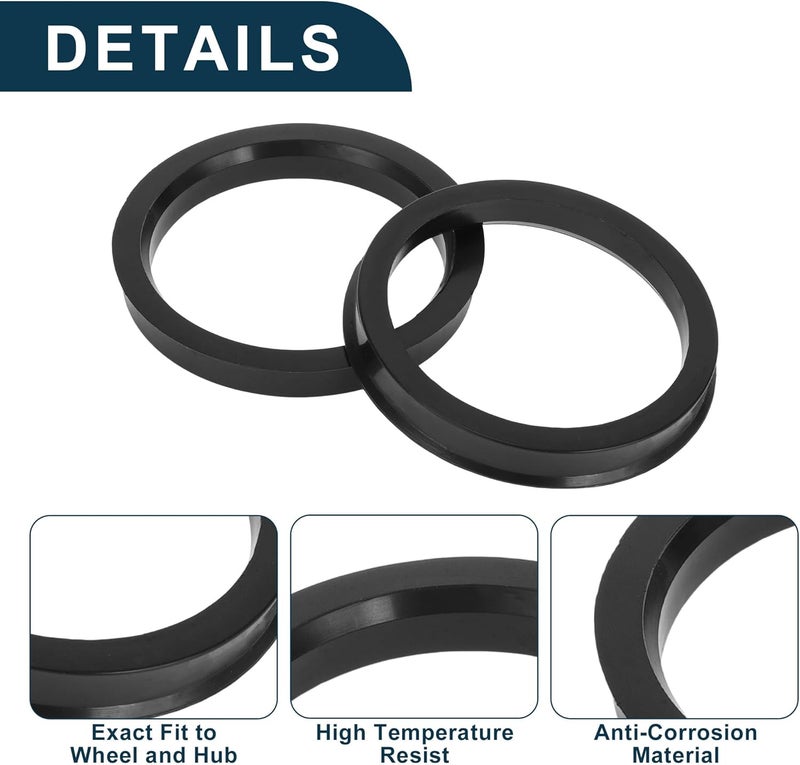 TUCKBOLD Car Wheel Hub Centric Rings Durable Wheels Center Shaft Shock Absorbing Hubrings Black 2 Pcs OD 84.1mm to ID 71.6mm Polycarbonate - Image 5